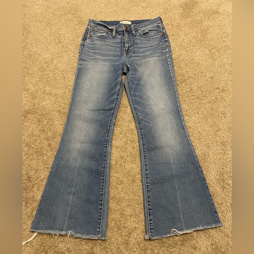 Women’s Madewell Flea Market Flare Raw Hem Denim Jeans Size 28
